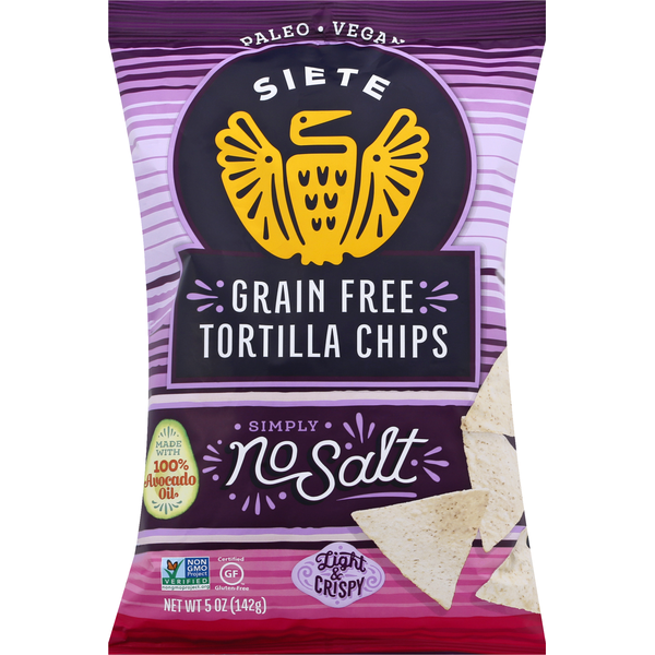 Chips & Pretzels Siete Tortilla Chips, Grain Free, Simply No Salt hero