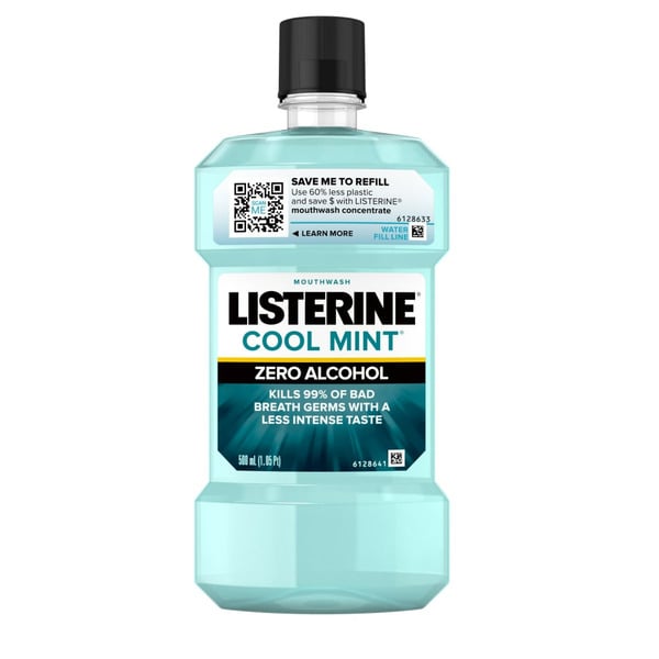 Oral Hygiene Listerine Zero No Alcohol Mouthwash For Bad Breath, Cool Mint hero