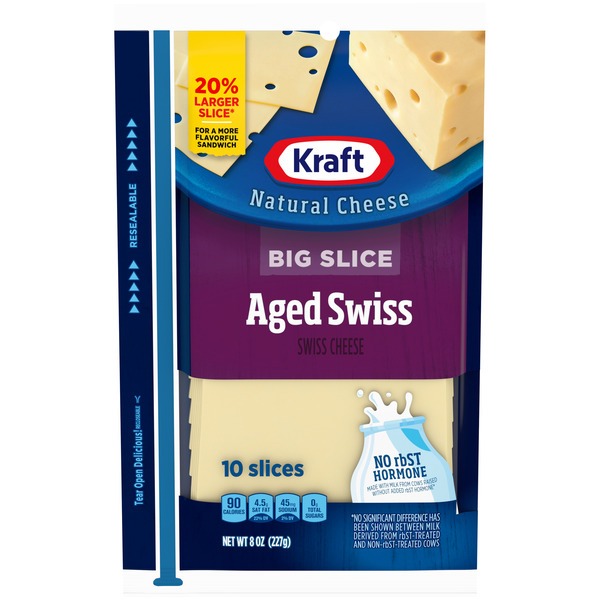 Packaged Cheese Kraft Big Slice Aged Swiss Cheese Slices, 10 ct Pack hero