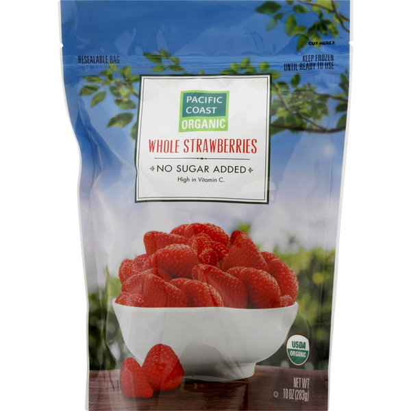 Frozen Produce PACIFIC COAST selections Strawberries, Organic, Whole hero