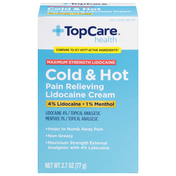 TopCare Lidocaine Cream, Pain Relieving, Maximum Strength, Cold & Hot hero