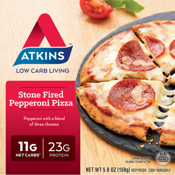 Frozen Pizza Atkins Stone Fired Pepperoni Pizza hero