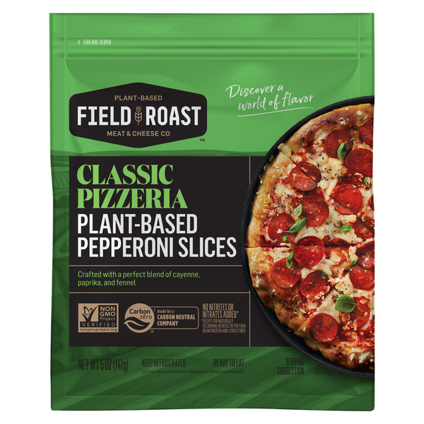 Tofu and Meat Alternatives Field Roast Pepperoni Slices, Plant-Based, Classic Pizzeria hero