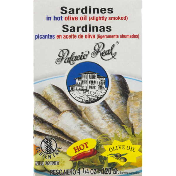 Canned Meat, Seafood & Beans Palacio Real Sardines In Olive Oil Hot hero