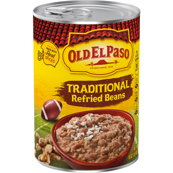 Mexican/Hispanic/Latino Foods Old El Paso Canned Traditional Refried Beans hero