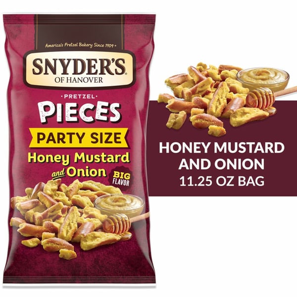 Chips & Pretzels Snyder's of Hanover Honey Mustard and Onion Pretzel Pieces hero