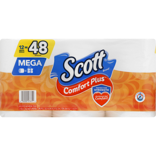 Paper Goods Scott Bathroom Tissue, Unscented, Mega Rolls, One-Ply hero