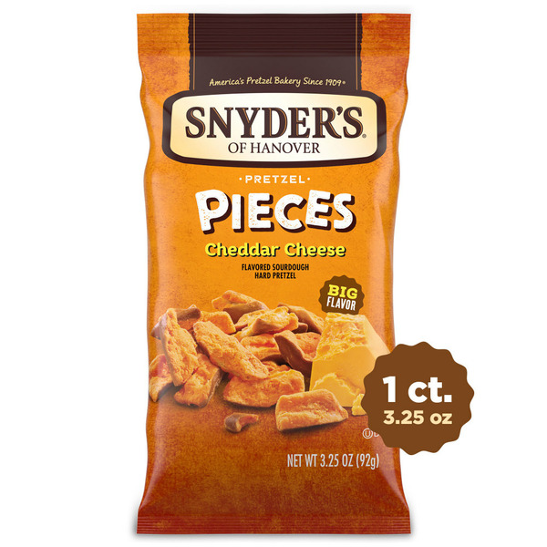 Chips & Pretzels Snyder's of Hanover Cheddar Cheese Pretzel Pieces hero