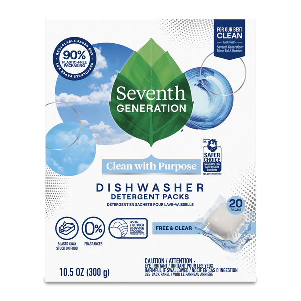 Dish Detergents Seventh Generation Dishwasher Detergent Packs Free & Clear hero