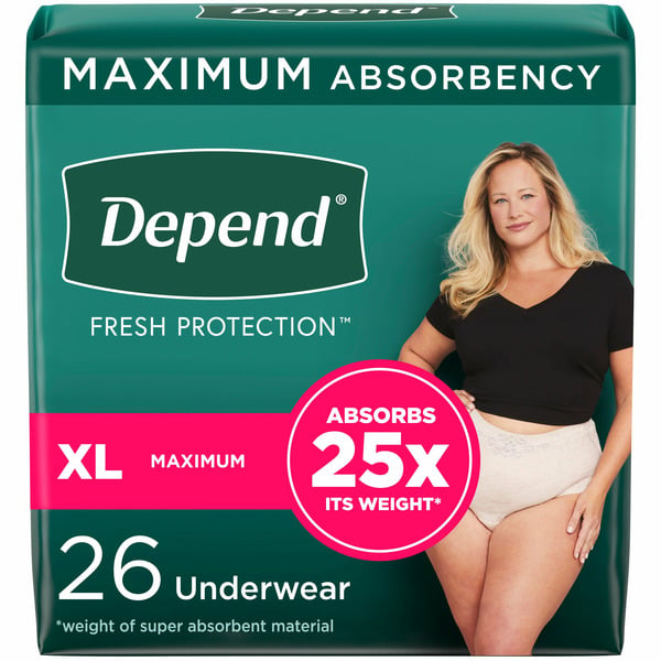 More Household Depend Fresh Protection Women's Adult Incontinence Underwear, XL, Blush hero