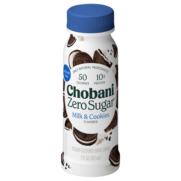 Yogurt Chobani Dairy Drink, Zero Sugar, Yogurt-Cultured, Milk & Cookies Flavored hero