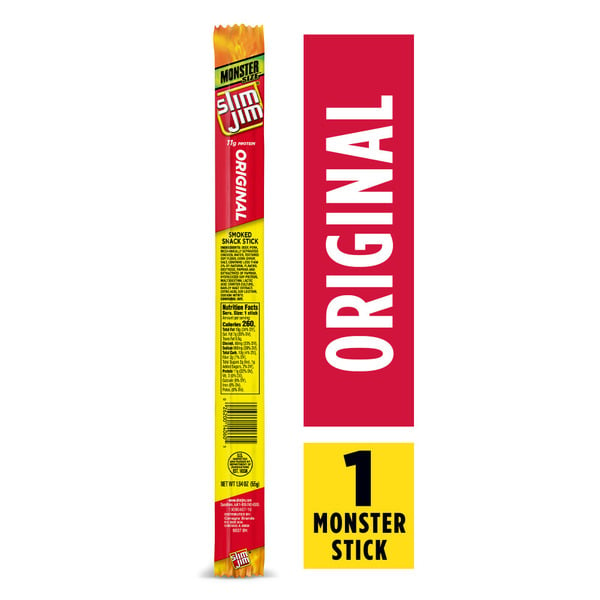 Popcorn & Jerky Slim Jim Monster Original Smoked Meat Stick hero