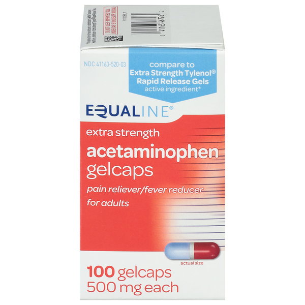 Muscles, Joints & Pain Relief Equaline Extra Strength Acetaminophen Gelcaps Rapid Release Pain Reliever hero