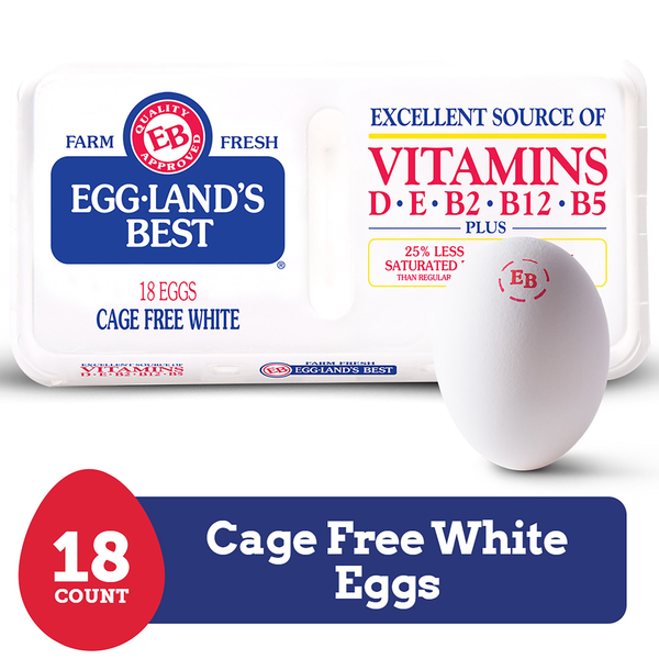 Eggland's Best Cage Free Extra Large White Eggs, 18 count hero