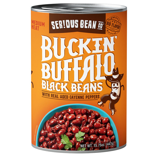 Canned Meals & Beans SERIOUS Bean Co Buckin' Buffalo Black Beans, Fully Cooked hero