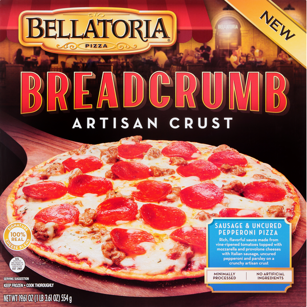 Frozen Pizza Bellatoria Pizza, Artisan Crust, Sausage & Uncured Pepperoni hero