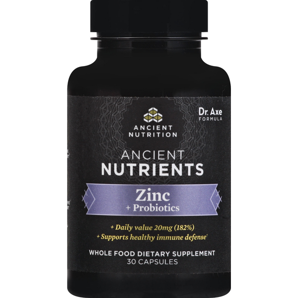 Vitamins & Supplements Ancient Nutrition Zinc + Probiotics, Capsules hero