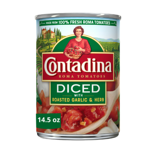 Canned/Jarred Vegetables Contadina Diced Tomatoes with Roasted Garlic hero