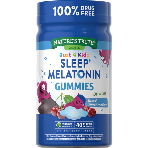 Vitamins & Supplements Nature's Truth Kids Melatonin 1 mg, Vegan Gummies, Natural Cherrylicious Flavor hero