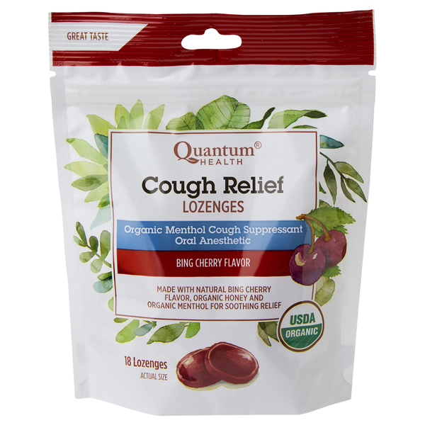 Cold, Flu & Allergy Quantum Health Cough Relief, Lozenges, Bing Cherry Flavor hero