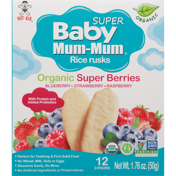 Baby Food & Formula Hot Kid Rice Rusks, Organic, Super Berries hero