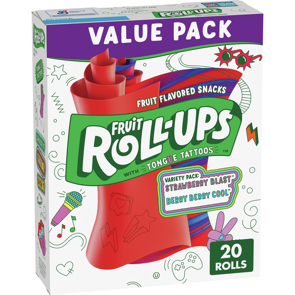 Fruit & Vegetable Snacks Fruit Roll-Ups Gluten Free Variety Pack Fruit Flavored Snacks Kids School Snacks hero