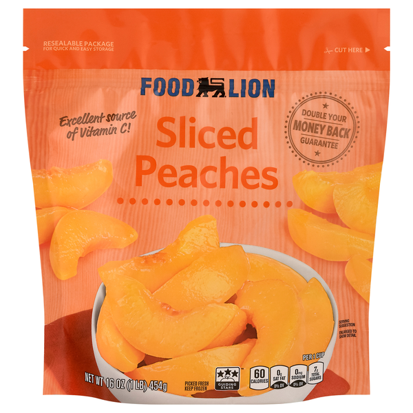 Frozen Produce Food Lion Peaches, Sliced, Picked Fresh, Pouch hero