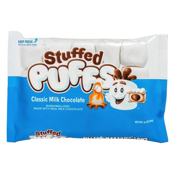 Candy & Chocolate Stuffed Puffs Classic Milk Chocolate Filled Marshmallows hero