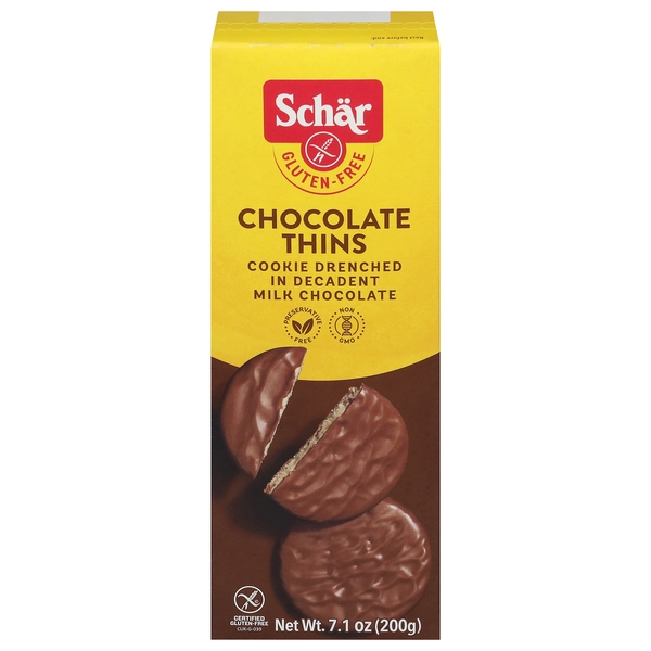 Cookies & Cakes Schär Chocolate Thins, Gluten-Free hero