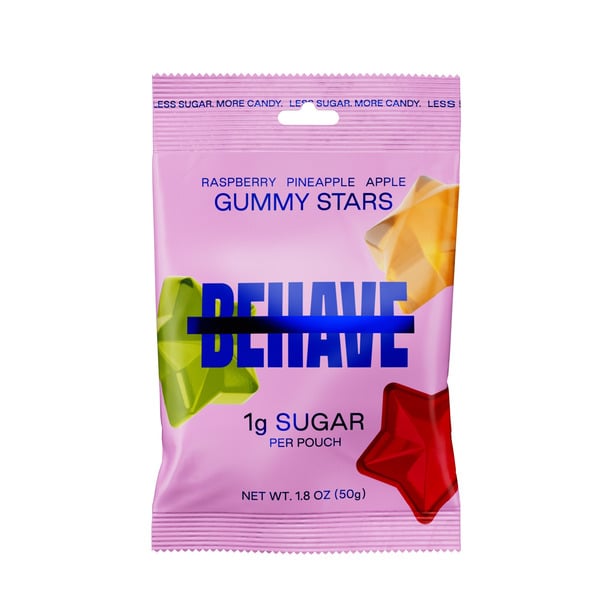 Behave Raspberry, Apple, & Pineapple Gummy Stars hero