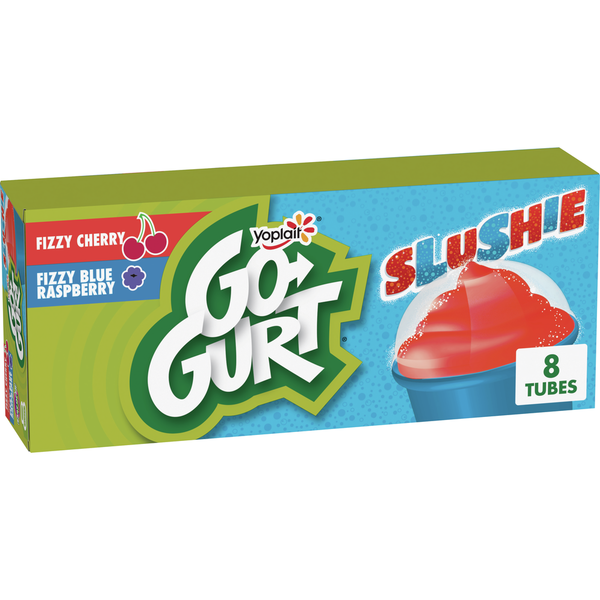 Yogurt Go-Gurt Slushie Fizzy Cherry and Blue Raspberry Kids Yogurt Style Snack hero