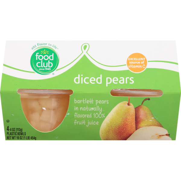 Fruit & Vegetable Snacks Food Club Pears, Diced hero