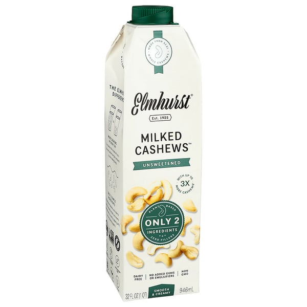 Nutmilk & Dairy Free Elmhurst Unsweetened Milked Cashews hero