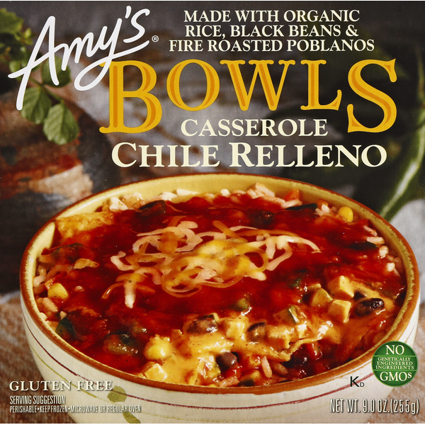 Frozen Vegan & Vegetarian Amy's Kitchen Chile Relleno Casserole Bowl hero