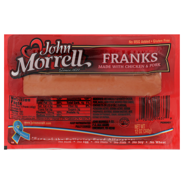 Hot Dogs, Bacon & Sausage John Morrell Franks hero