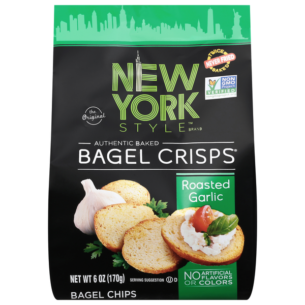 New York Style Bagel Crisps, Roasted Garlic hero