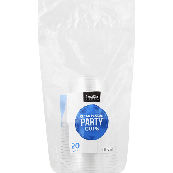 Plates, Bowls, Cups & Flatware Essential Everyday Party Cups, Clear Plastic, 9 Ounce hero