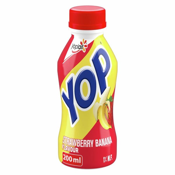 Yogurt Yoplait Yop 1% Drinkable Yogurt, Strawberry Banana, Yogurt Drink hero