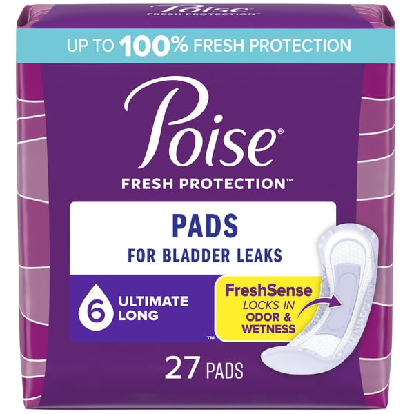 Feminine Care Poise Incontinence Pads, Ultimate Absorbency, Long Length hero