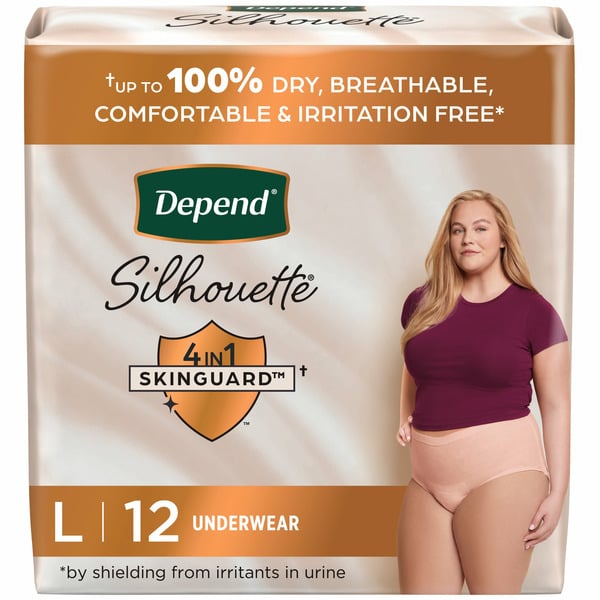 Adult Care Depend Silhouette Women's Adult Postpartum Incontinence Underwear, L hero