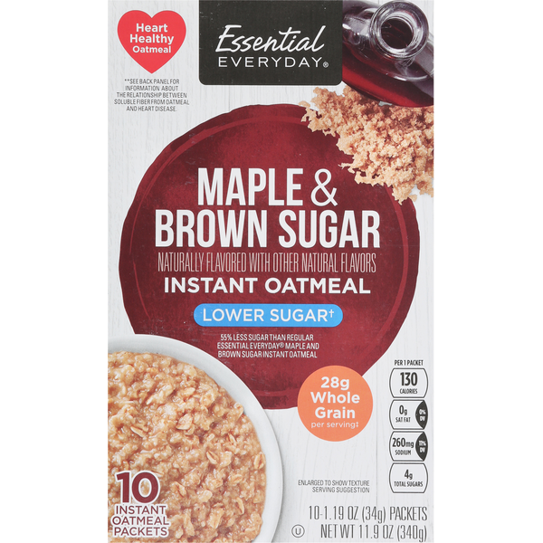 Hot Cereal & Pancake Mixes Essential Everyday Instant Oatmeal, Maple & Brown Sugar hero