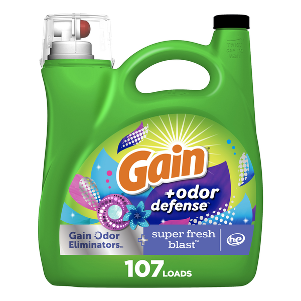 Laundry Gain Odor Defense Liquid Laundry Detergent, Super Fresh Blast Scent, HE Compatible hero