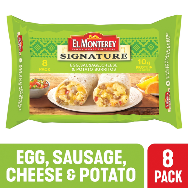 Frozen Meals El Monterey Burritos, Egg, Sausage, Cheese & Potato hero