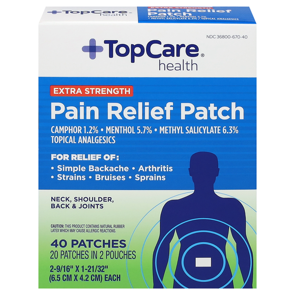 First Aid TopCare Pain Relief Patch, Extra Strength hero