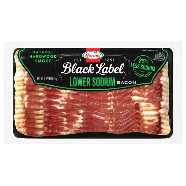 Hot Dogs, Bacon & Sausage Hormel Black Label Lower Sodium Bacon hero