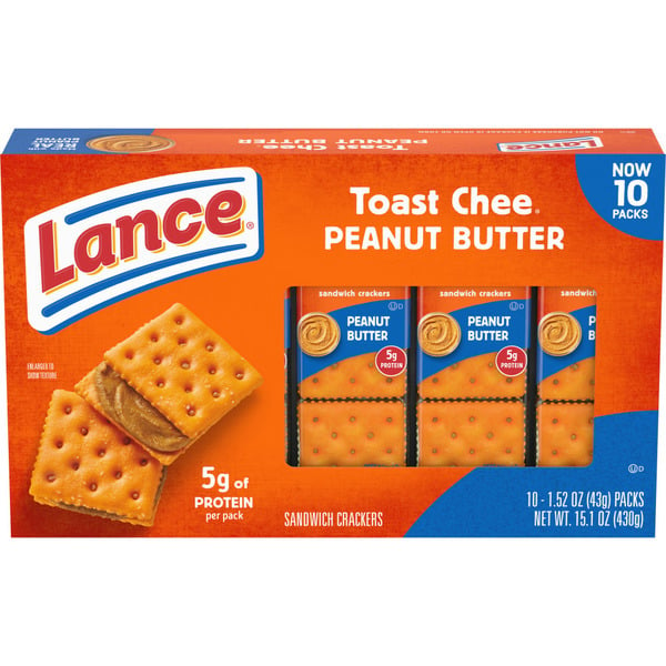 Candy & Chocolate Lance ToastChee Peanut Butter Sandwich Crackers hero