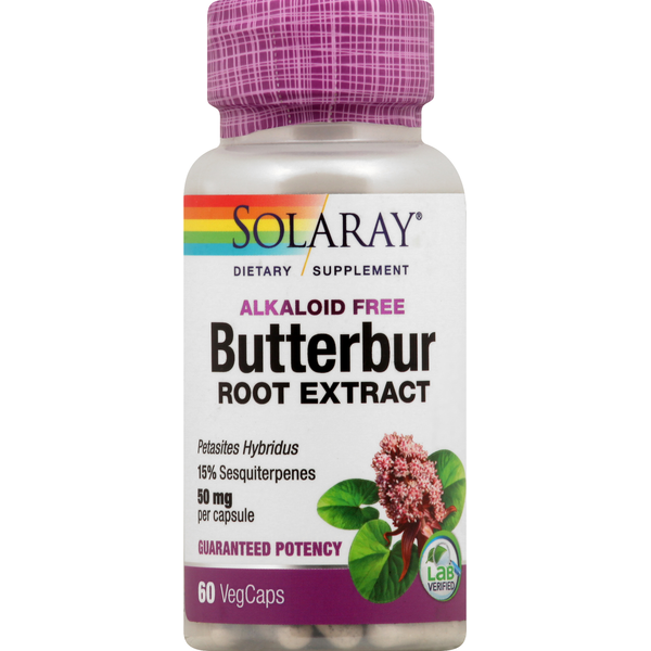 Probiotics & Digestion Solaray Butterbur, Root Extract, 50 mg, Vegcaps hero