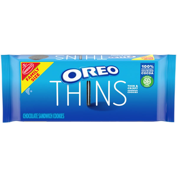 Cookies & Cakes Oreo Thins Chocolate Sandwich Cookies, Family Size hero