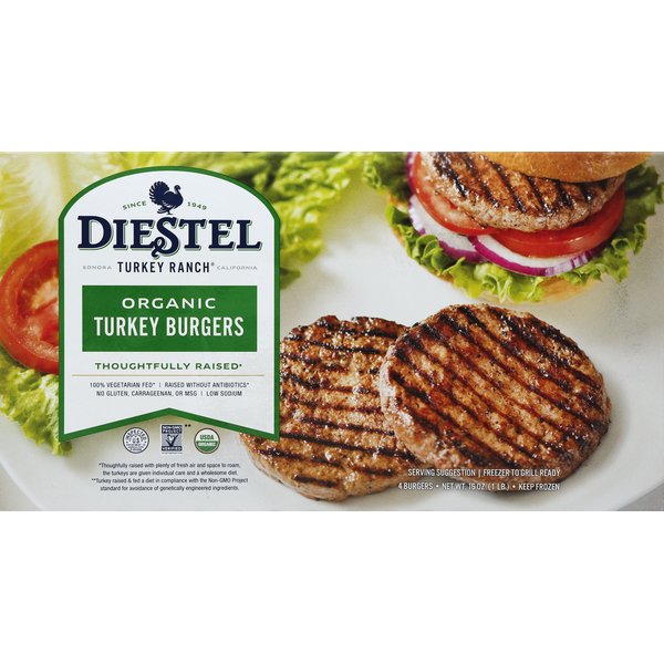 Packaged Poultry Diestel Family Ranch Turkey Burgers, Organic hero