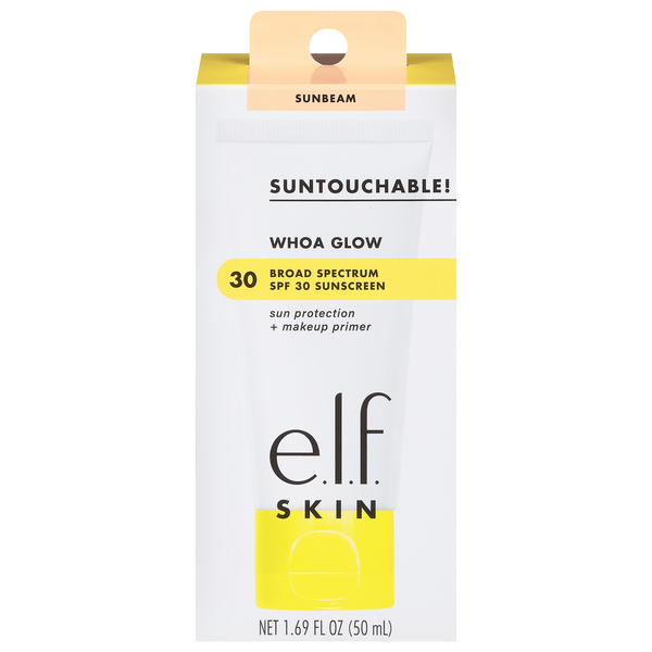 e.l.f. Sun Protection + Makeup Primer, Sunbeam, Whoa Glow, SPF 30 hero